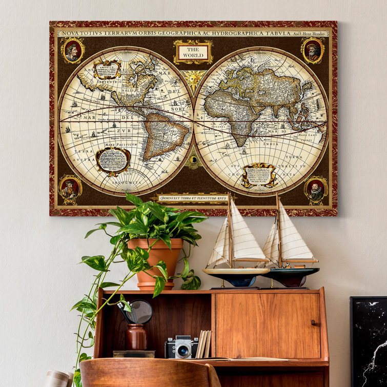 World Menagerie Decorative World Map Wrapped Canvas Print Wayfair